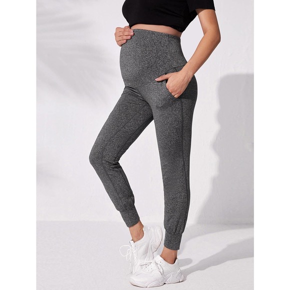 Maternity Marled knit high waist leggings with pockets - Picture 1 of 5